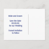 Papel picado dunkelblaue Hochzeit Sichern des Datu Ankündigungspostkarte (Rückseite)