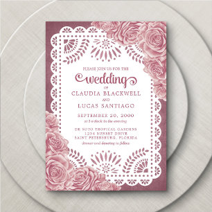 Papel Picado Dusty Rose Wedding Einladung