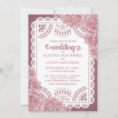 Papel Picado Dusty Rose Wedding Einladung (Vorderseite)