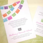 Papel Picado Einladung zur mehrfarbigen Hochzeit