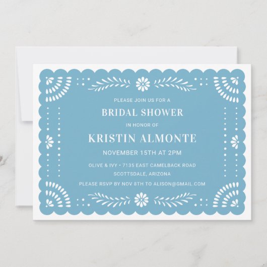 Papel Picado Einladung zur mexikanischen Brautdusc (Vorderseite)