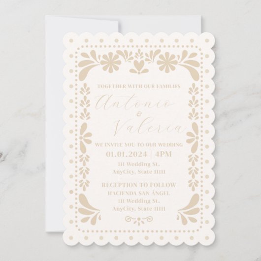 Papel Picado Einladung zur mexikanischen Neutralen (Vorderseite)