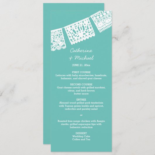 Papel Picado | Empfangsmenü Menükarte (Vorne/Hinten)