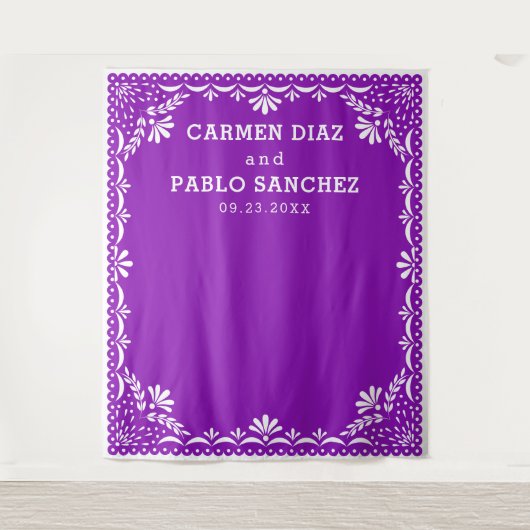 Papel Picado farbenfrohe mexikanische Hochzeit Wandteppich (Vorderseite)