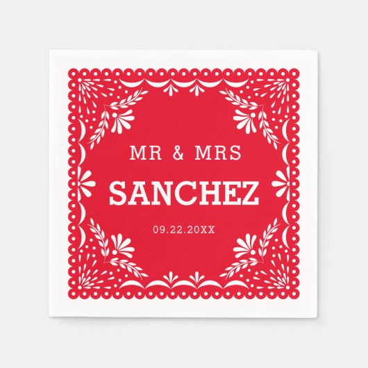 Papel Picado farbenfrohe mexikanische Hochzeitszei Serviette (Vorderseite)