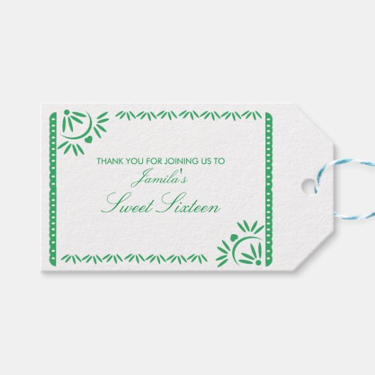 Papel Picado Fiesta Sweet 16 Mexican Any Color Geschenkanhänger (Vorderseite (Horizontal))