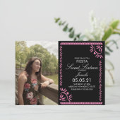 Papel Picado Fiesta Sweet 16 Mexican Pink Foto Einladung (Stehend Vorderseite)