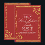 Papel Picado Fiesta Sweet 16 Mexican Scallop Blue Einladung<br><div class="desc">Sweet 16 Fiesta Einladung-Mexikanische Papel Picado Grenze mit Herz und Floral</div>