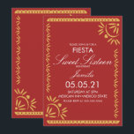 Papel Picado Fiesta Sweet 16 Mexican Scallop Blue Einladung<br><div class="desc">Sweet 16 Fiesta Einladung-Mexikanische Papel Picado Grenze mit Herz und Floral</div>