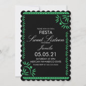 Papel Picado Fiesta Sweet 16 Mexican Scallop Green Einladung (Vorderseite)