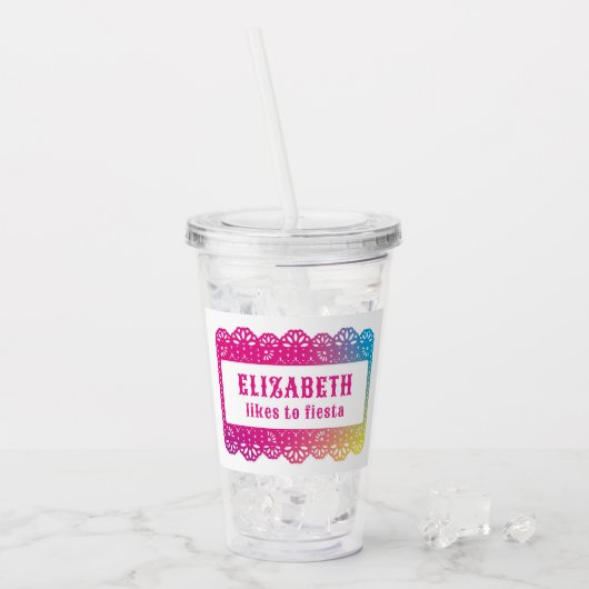 Papel Picado Fun Fiesta Acrylic Tumbler Acryltrinkbecher (Vorderseite Ice)