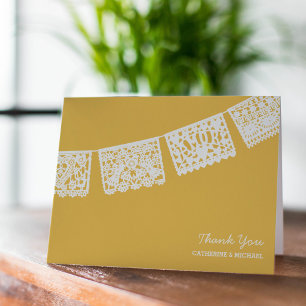 Papel Picado Gelb Wedding danken Ihnen zu Dankeskarte