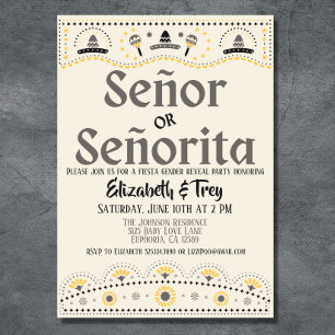 Papel Picado Gender Reveal Fiesta Einladung