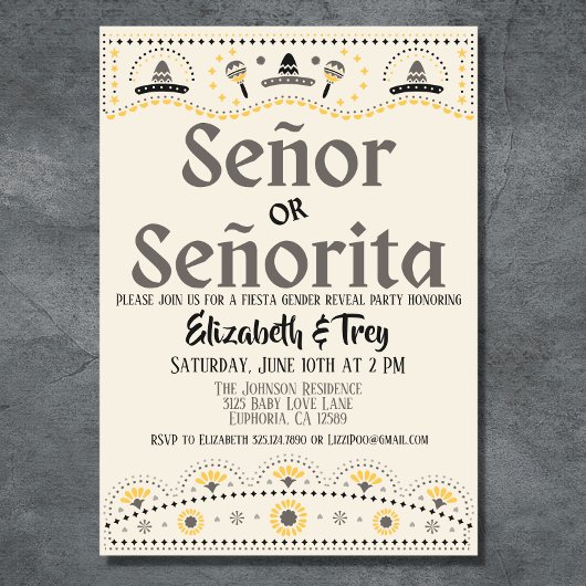 Papel Picado Gender Reveal Fiesta Einladung