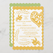 Papel Picado Gold Limone Fiesta Wedding Banner The Einladung (Vorne/Hinten)