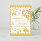 Papel Picado Gold Limone Fiesta Wedding Banner The Einladung (Stehend Vorderseite)