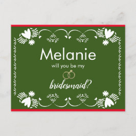 Papel Picado Green Bridesmaid Vorschlag Card Feiertagspostkarte