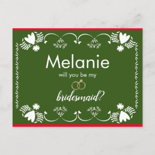 Papel Picado Green Bridesmaid Vorschlag Card Feiertagspostkarte