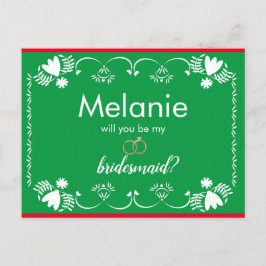 Papel Picado Green Bridesmaid Vorschlag Card Feiertagspostkarte