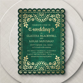 Papel Picado Green Wedding Einladung