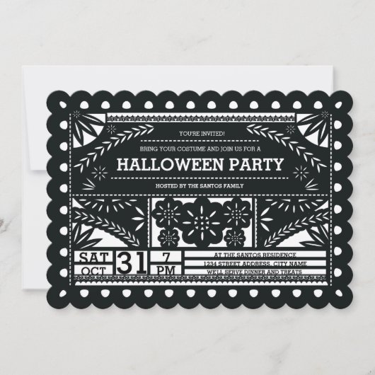 Papel Picado Halloween-Party Einladung (Vorderseite)