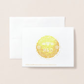 Papel picado Hochzeit Danke Foto gold Folienkarte (Rückseite mit Umschlag)