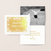 Papel picado Hochzeit Danke Foto gold Folienkarte (Anzeige)