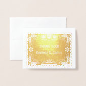 Papel picado Hochzeit Danke Foto gold Folienkarte (Vorderseite mit Umschlag)