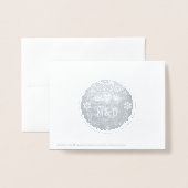 Papel picado Hochzeit Danke Foto Silber Folienkarte (Rückseite mit Umschlag)