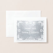 Papel picado Hochzeit Danke Foto Silber Folienkarte (Vorderseite mit Umschlag)