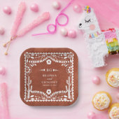 Papel Picado Hochzeit Mexikanisch Terrakotta-Braun Pappteller (Party)