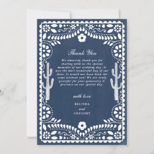 Papel Picado Hochzeit Mexikanische Rustikale Blaue Dankeskarte