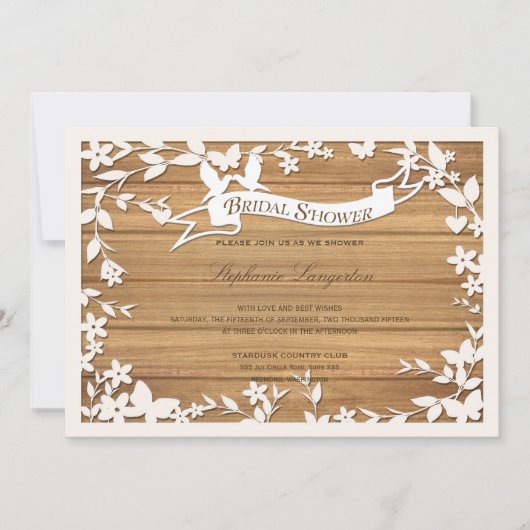 Papel Picado Hochzeits-Einladung - reizende Tauben Einladung (Vorderseite)