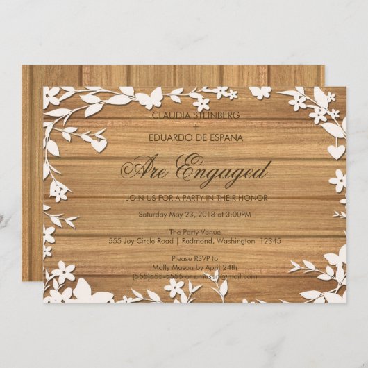 Papel Picado Hochzeitseinladung - schöne Tauben Einladung (Vorne/Hinten)