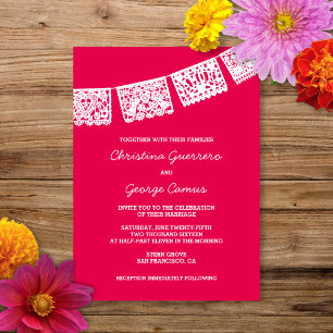 Papel Picado Hot Pink   Einladung zur Hochzeit