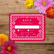 Papel Picado Hot Pink | RSVP-Karte für Hochzeitser