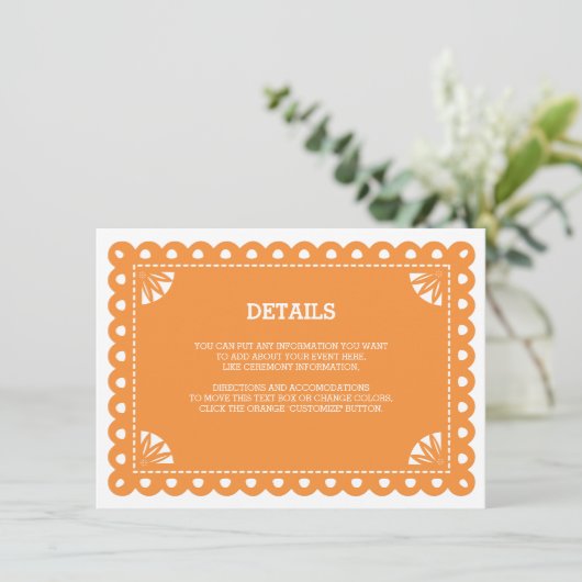 Papel Picado Insert Card - Orange (Stehend Vorderseite)