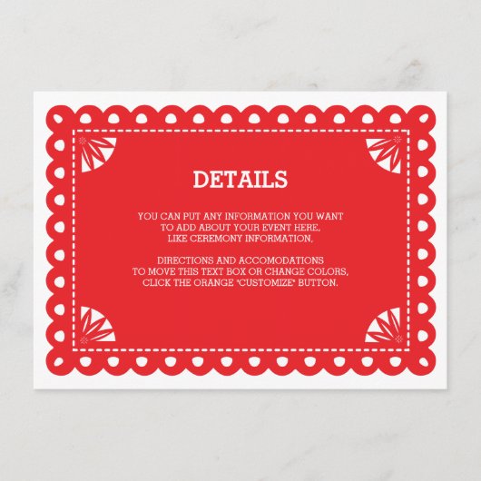 Papel Picado Insert Card - Orange (Vorderseite)