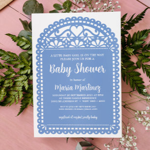 Papel Picado Inspiriert Blue Baby Shower Einladung