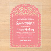 Papel Picado Inspiriert Pink Quinceanera Geburtsta Acryleinladungen (Vorderseite)