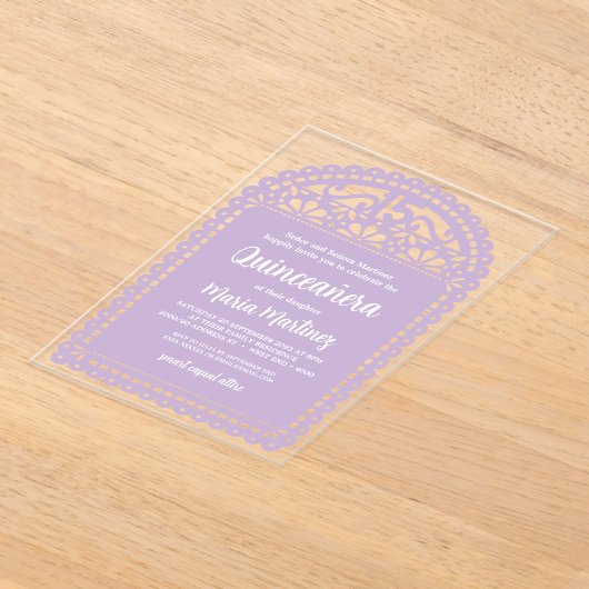 Papel Picado Inspiriert Pink Quinceanera Geburtsta Acryleinladungen (Ablage )