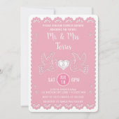 Papel Picado Liebe-Vogel-Rosa verbindet Einladung (Vorderseite)