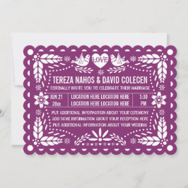Papel picado liebt lila Fest-Hochzeit Einladung