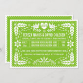 Papel picado liebt Vögel Frühlingsmilch grüne Hoch Einladung (Vorne/Hinten)