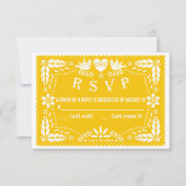 Papel picado liebt Vögel Gelbe Hochzeit RSVP Antwo (Vorderseite)