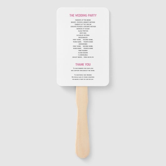 Papel Picado liebt Vögel Hochzeitsprogramm in heiß Fächer (Rückseite)