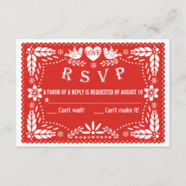 Papel picado liebt Vögel Rote Hochzeit RSVP Antwor Karte