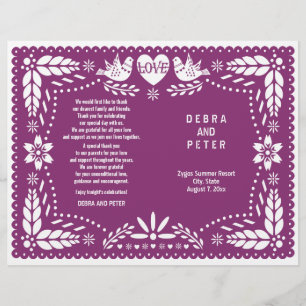 Papel Picado lila Hochzeitsprogramm