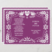Papel Picado lila Hochzeitsprogramm (Vorne/Hinten)