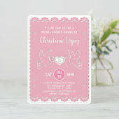 Papel Picado Love Birds Pink Brautparty Einladung (Stehend Vorderseite)